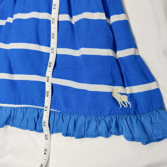 Vtg Y2K Abercrombie & Fitch Blue Striped Ruffle Babydoll Tunic Dress Medium - Picture 15 of 15